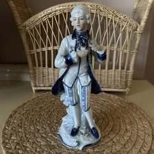 Antique KPM Japan Man Gentleman Figurine Figure Blue White Gold Baroque Rococo