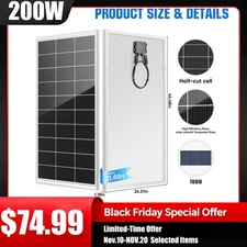 200W Watt 12V Mono Solar Panel Charging Battery Power RV Home Boat Camp Off-Grid