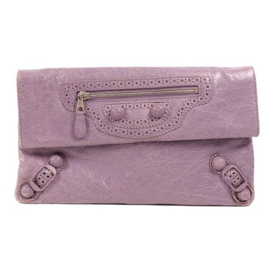 BALENCIAGA SHW Clutch Bag 258055 Calfskin Leather Purple