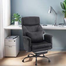 Home Office Chair with Footrest, High-Back PU Leather Computer Desk Chairs