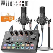 Podcast Equipment Bundle 2 Person XLR Mics Audio Interface Recorder - NIB