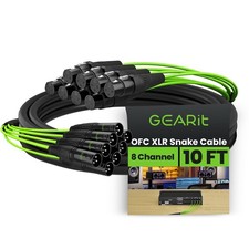GEARit 8-Channel XLR Snake Cable 10 ft - 100 Oxygen-Free Copper Snake Wire...