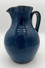 Jugtown Ware Pottery Pitcher Vernon Owens 2005 Cobalt Midnight Blue Signed NC