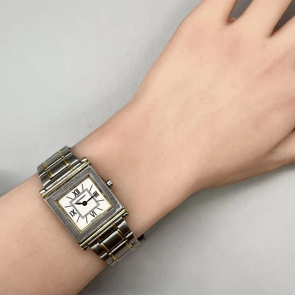Reloj Yves Saint Laurent Cuadrado Romano Cuarzo Plata Tono Dorado Reloj Hombre Foto 2 de 4