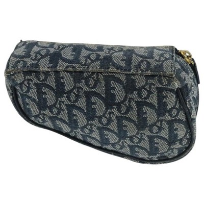 Christian Dior Trotter Canvas Pouch Navy Gold Auth 104571 | eBay