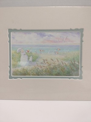  LYNDA GEYER 4 X6 Let's Go  Art Print  Mother Child Beach Shore in Mat
