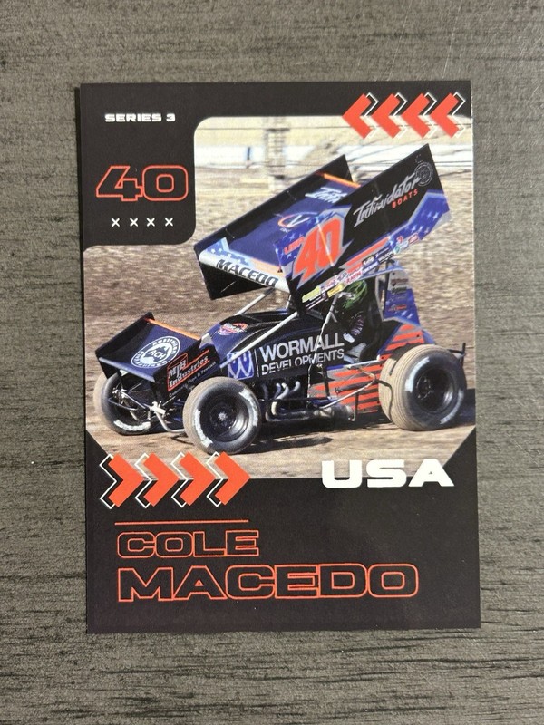 Cole Macedo World Of Outlaws Racing SprintCar Trading Cards Sprint Car USAC