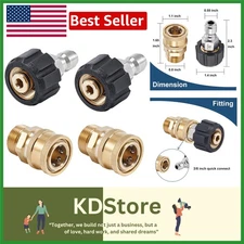 4-Piece Brass Quick Connect Pressure Washer Adapters M22 to 3/8