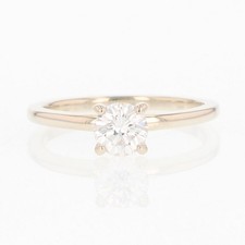 IGI .53ct Round Cut Diamond Solitaire Engagement Ring 14k White Gold Size 4.75