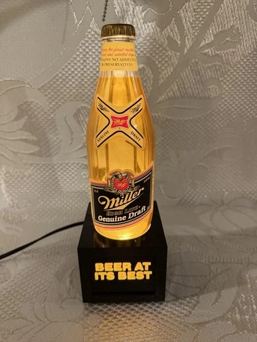 Vintage 1986 Miller Genuine Draft Beer Sign Light Up. Rare Standard Bottle