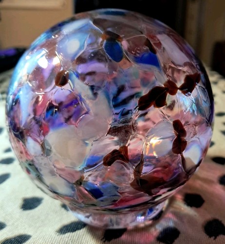 Bellissima palla da guardare in vetro, palla da strega viola design mosaico firmata soffiata a mano - Foto 5 di 13