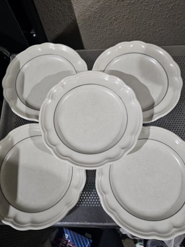 Pfaltzgraff Heirloom Scalloped Edge Bread App Plates Set Of 5 Vtg Stoneware