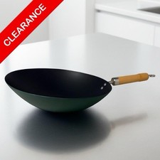 NEW Green 12.5″ Carbon Steel Wok Flat Bottom Stir Fry Pan - Made in Taiwan