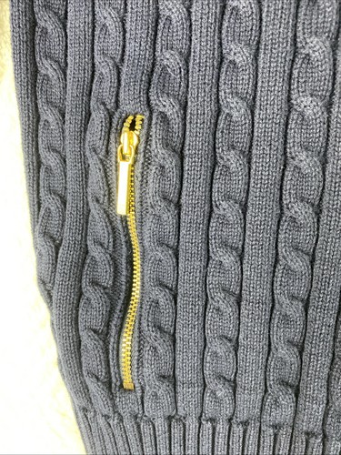 Ralph Lauren Cardigan Sweatshirt Womens Cable Knit Long Sleeve Yacht Club Size M - Imagen 3 de 12