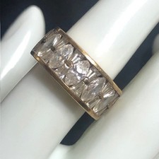 B0225 Vermeil gold over Sterling Sterling 925 Marquise CZ sz 7 5.8grams