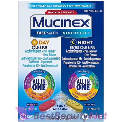 #ad Mucinex Fast Max Night Shift Day And Night Cold And Flu 40 Caplets $8.95