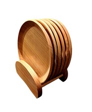 Cherry Wood Tiered Plate Set 6x 26 cm Round Serving Platters with Stand 28 cm