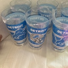 6 MRL Sports Detroit Lions NFL Blue/Clear Plastic Tumbler Cup, Licensed