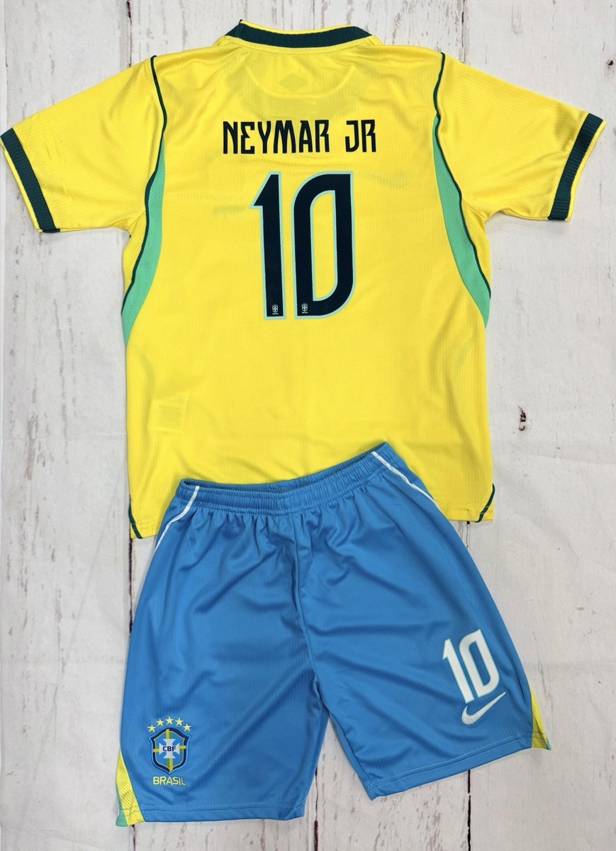 Neymar Jr YOUTH Brazil Jersey + Short Set Kids Soccer Kits (XS, SM