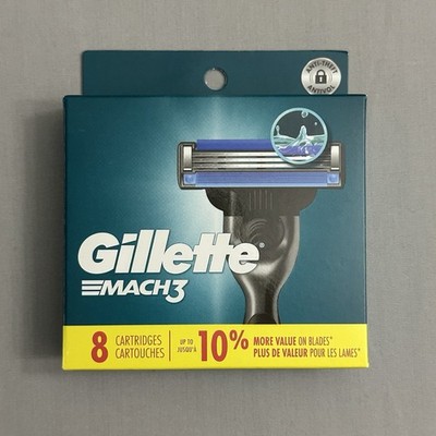 Gillette Mach3 Mens Razor Blade Refills 8 Count Cartridges Factory Sealed
