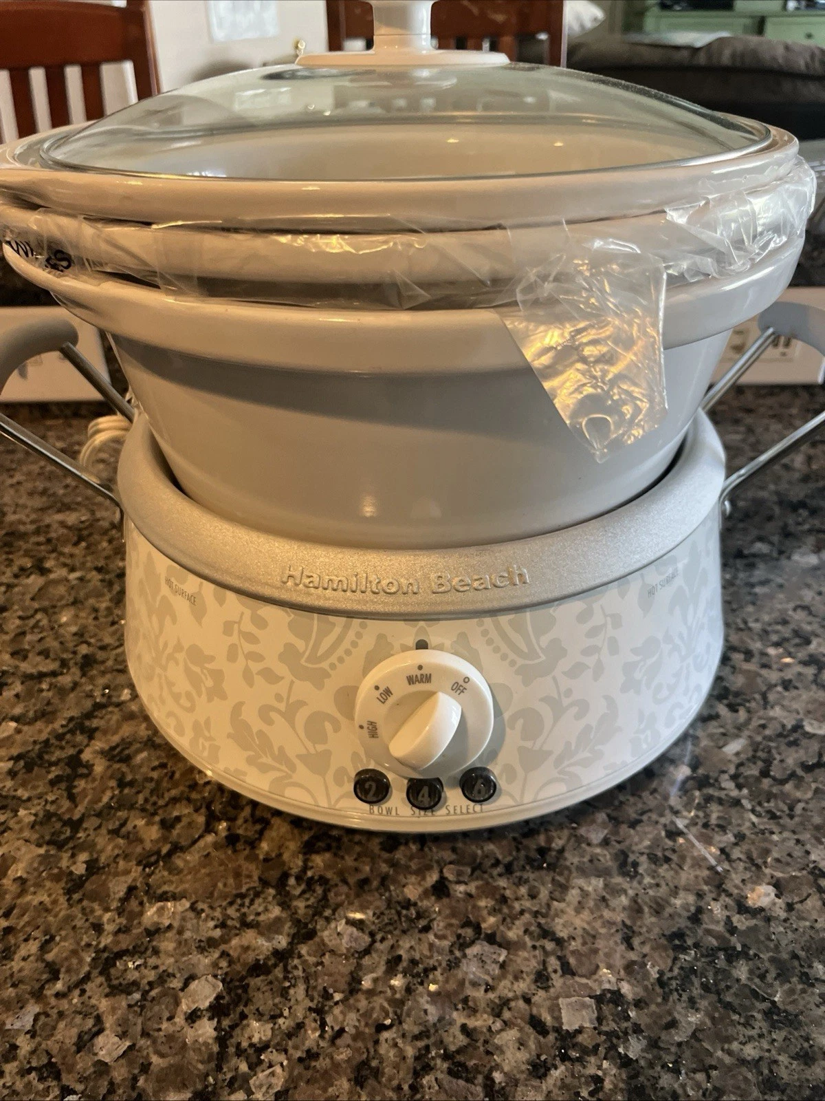Hamilton Beach 3-in-1 Slow Cooker 2 4 6 Qt White Grey Damask 33133 SC31