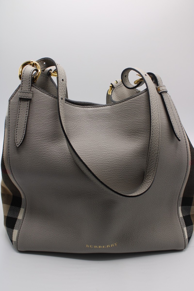 NWOT Burberry House Check Derby Leather Canterbury Tote Retail