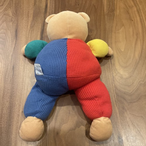 Eden Primary Colors Vintage Waffle Weave Teddy Bear 11" Stuffed Plush HTF EUC ✨ - Picture 7 of 9