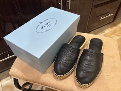 PRADA(プラダ)CALZATURE DONNA Prada Calzature Donna Leather Slides 37 Authentic Guaranteed | eBay