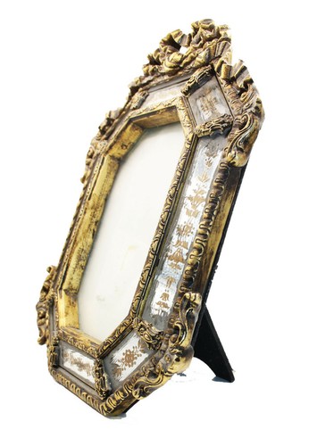 BEAUTIFUL VINTAGE CARVED WOOD GOLD MIRROR INSERTS  ITALIAN PICTURE FRAME - Picture 3 of 3