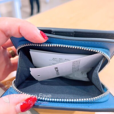 Coach CK436 Blue Dolphin Print Snap Card Case Wallet With A C
