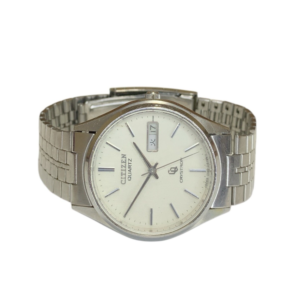 CITIZEN Crystron 4-710088 Quartz Silver Case DayDate WR Men