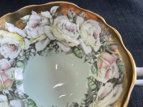 Paragon Double Warrant Rose Garland Cup and Saucer Mint Green with Gold Trim - Picture 16 of 19