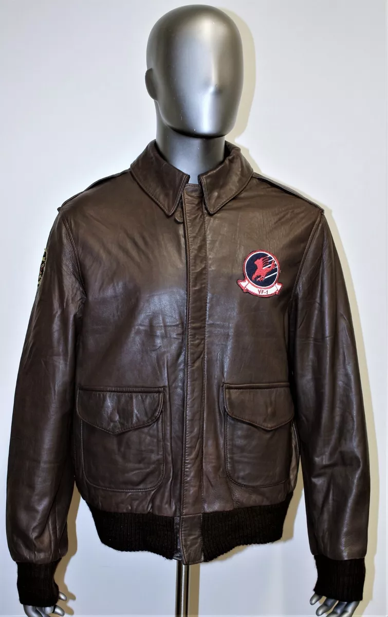 Vintage AVIREX LIMITED A-2 80s Brown Leather Flight Jacket Size L Made in  USA