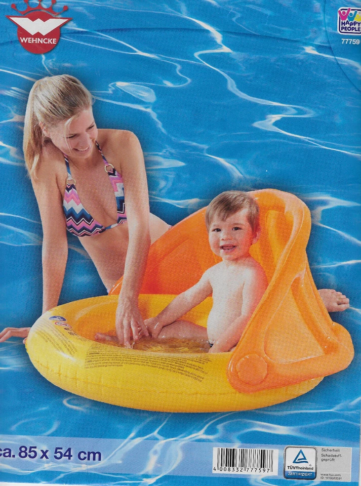 WEHNCKE Baby Pool mit Dach Strandmuschel ca. 85 x 54 cm Wasserspiel Wasserspass Neu