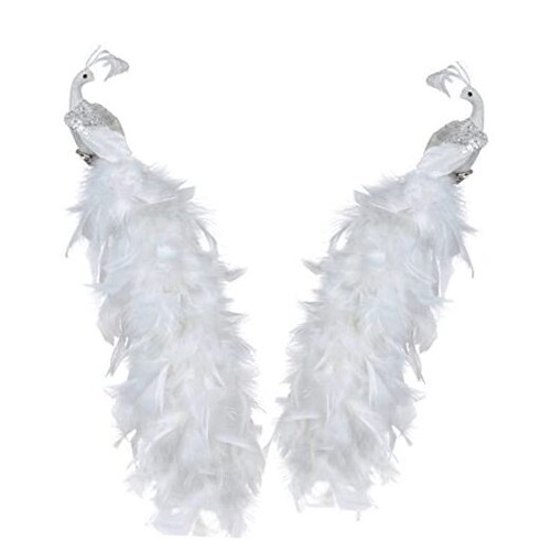 2 Pcs Peacock Christmas Ornaments, 17.5 Inch Long Tail 44 cm/17.5 inch