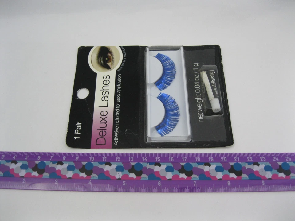 Deluxe Blue Lashes Shiny Foil Club Fake Eye Adhesive Retro Vintage Momentum New - Image 3 of 4