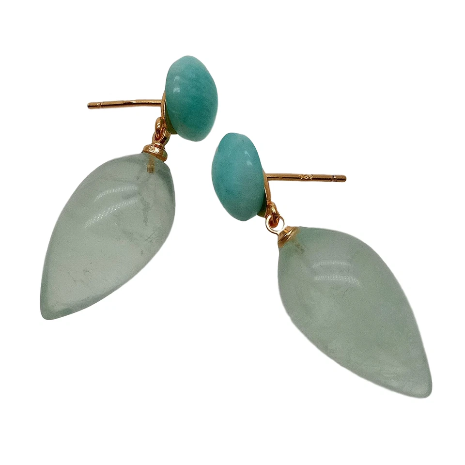 Aretes colgantes Prehnita lágrima verde amatista prasiolita amazonita 1,4" Foto 3 de 4