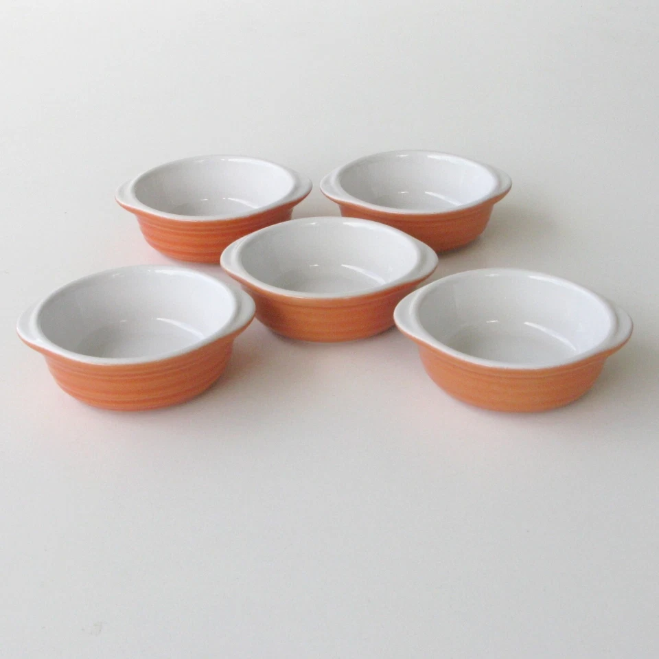 Lot  5 ramequins oreilles ou cassolettes-Emile Henry-orange Poterie culinaire - Photo 4/4