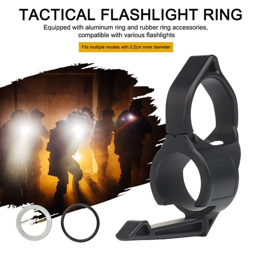 Porta Anello Torcia Tattica Portatile con Clip Tascabile per Torce LED - Foto 3 di 23