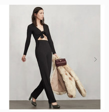 NEW $258 Reformation Cut Out Tie Front Jumpsuit Black 2