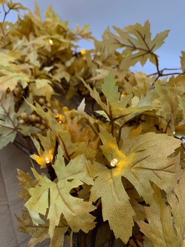 Pottery Barn Lit Faux Yellow Maple Garland 60" #4020 - Picture 4 of 6