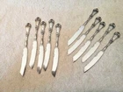 LES CINQ FLEUR Reed & Barton Sterling Silver FRUIT KNIVES K monogram original