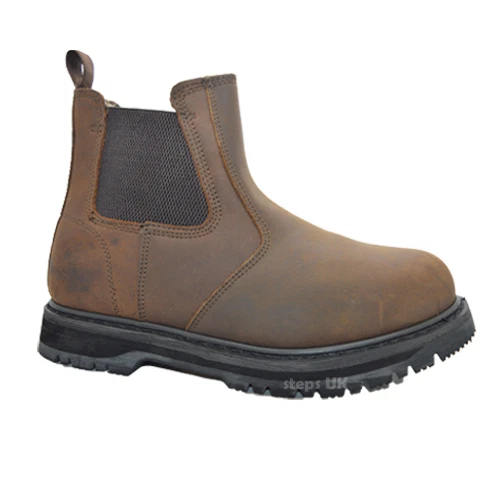 MENS LEATHER GROUNDWORK DEALER CHELSEA STEEL TOE CAP SAFETY BOOTS WORK SHOES SZ