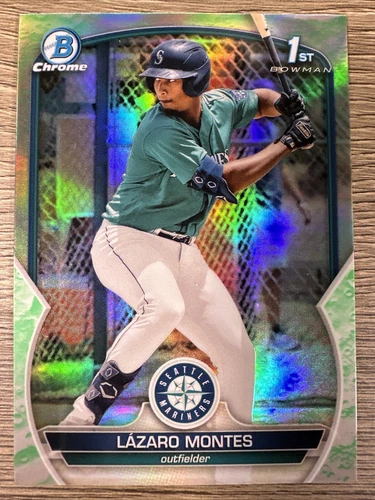 2023 Bowman #BCP-58 Lázaro Montes Chrome Prospects Lunar Glow Refractor Mariners