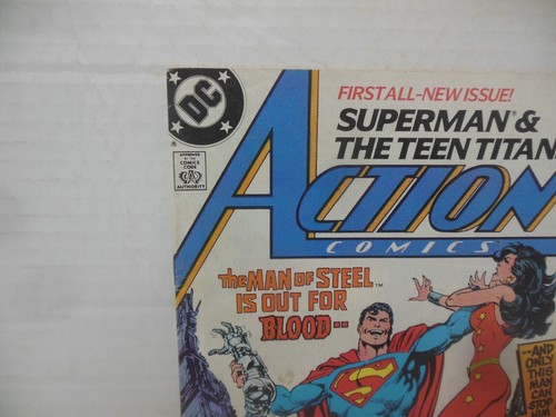 ACTION COMICS dc comics #584 SUPERMAN AND TEEN TITANS upper high grade - Foto 2 di 9