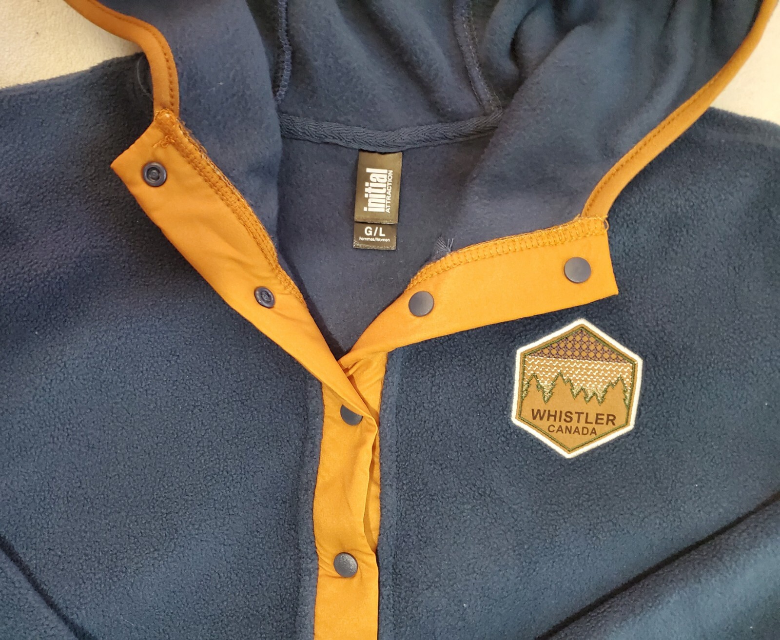 Initial Attraction Whistler CANADA Button Blue Ye… - image 3