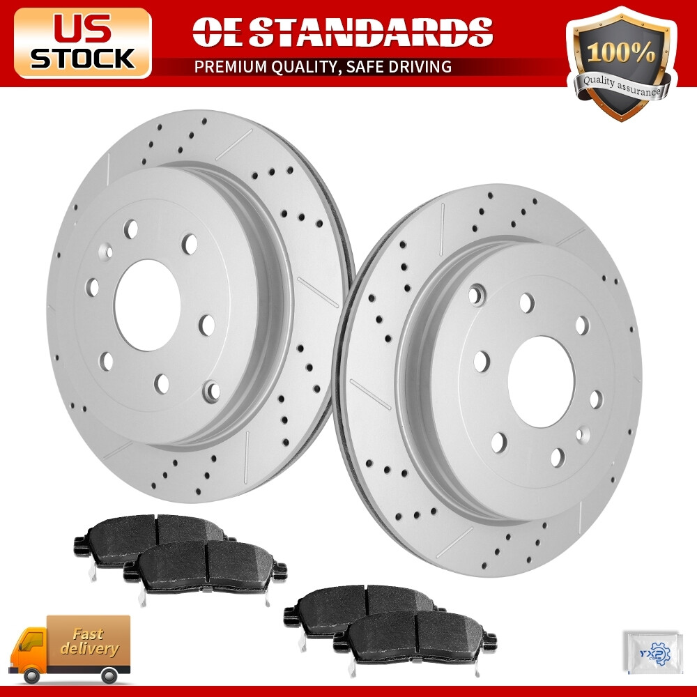 Front & Rear Drilled Rotors + Brake pads for Buick Enclave Chevy