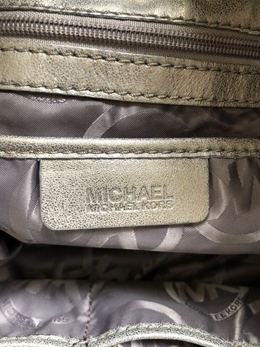 MICHAEL Michael Kors Braided Grommet Large Leather Shoulder Tote Nickel Silver - Picture 9 of 14