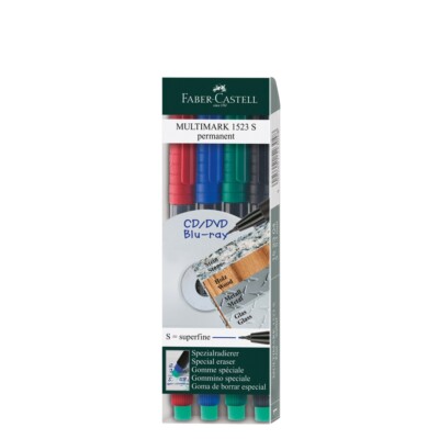 4 MULTIMARKER Permanent-Folienstift Marker Superfein farbs. 152304 Faber-Castell