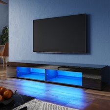 LED TV Lowboard 180 Fernsehtisch Fernsehstand Schrank Leuchten Schwarz Hochglanz